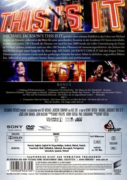 Produktbild: Michael Jackson: This is it [2 DVDs]