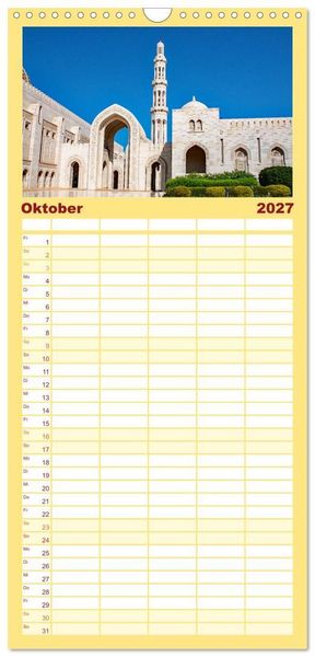 Produktbild: Familienplaner 2027 - Oman - Reiseziel Maskat und Salalah mit 5 Spalten (Wandkalender, 21 x 45 cm) CALVENDO