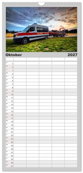 Produktbild: Familienplaner 2027 - HDR Einsatzfahrzeuge mit 5 Spalten (Wandkalender, 21 x 45 cm) CALVENDO