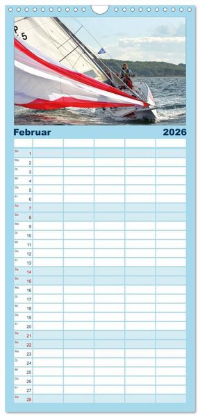 Produktbild: Familienplaner 2026 - Leidenschaft Segeln mit 5 Spalten (Wandkalender, 21 x 45 cm) CALVENDO