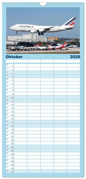 Produktbild: Familienplaner 2026 - Faszination Fliegerei mit 5 Spalten (Wandkalender, 21 x 45 cm) CALVENDO