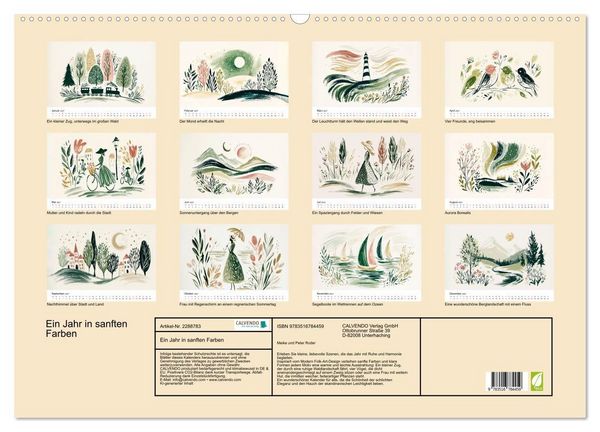 Produktbild: Ein Jahr in sanften Farben (Wandkalender 2027 DIN A2 quer), CALVENDO Monatskalender