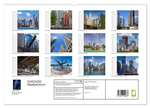 Produktbild: CHICAGO Stadtzentrum (hochwertiger Premium Wandkalender 2026 DIN A2 quer), Kunstdruck in Hochglanz