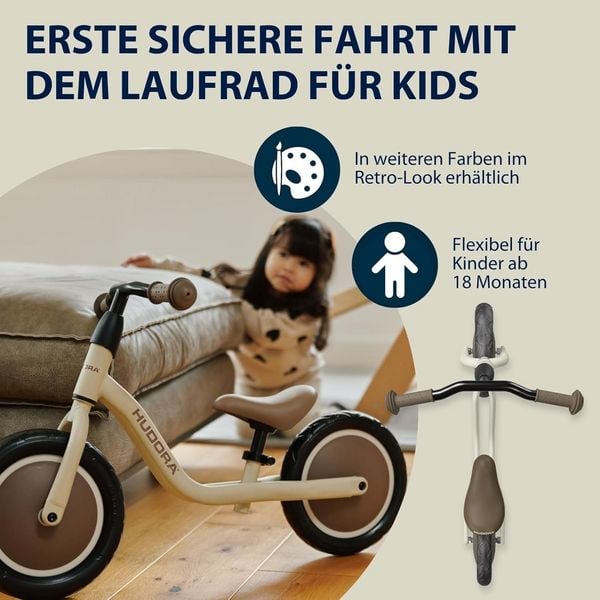 Produktbild: HUDORA 10920 - Laufrad Cruisy 10 mocha, für Kinder von 73-100 cm, Sitzhöhe: 24-31,5 cm