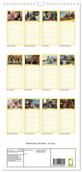 Produktbild: Familienplaner 2026 - Reiche Dinos. Sie leben &ndash; im Luxus. mit 5 Spalten (Wandkalender, 21 x 45 cm) CALVENDO