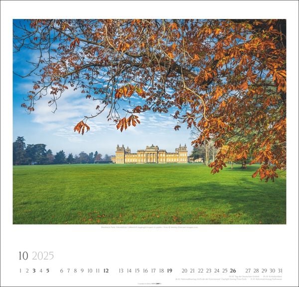 Englische Parks Cottages Kalender 2025 Wandkalender