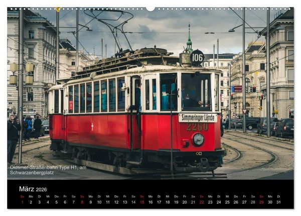 Produktbild: Historische Stra&szlig;enbahnen in Wien (hochwertiger Premium Wandkalender 2026 DIN A2 quer), Kunstdruck in Hochglanz