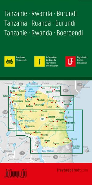 Produktbild: freytag & berndt Stra&szlig;enkarte Tansania - Ruanda - Burundi 1:1,1 Mio.