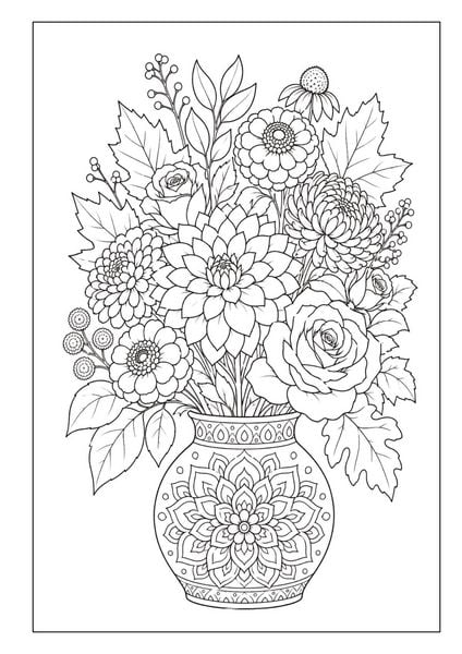 Produktbild: Mandala Blumen Malbuch f&uuml;r Erwachsene mit 100 floralen Ausmalmotiven