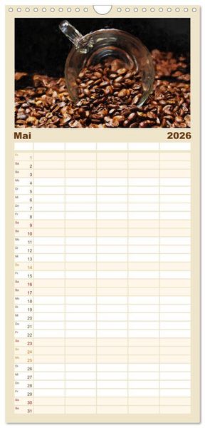 Produktbild: Familienplaner 2026 - Kaffeesatz - Kunst und Tradition mit 5 Spalten (Wandkalender, 21 x 45 cm) CALVENDO