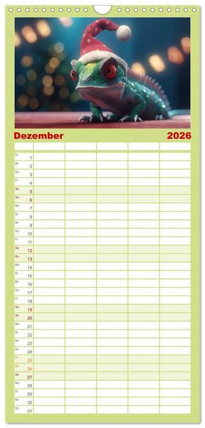Produktbild: Familienplaner 2026 - Cham&auml;leon-Verwandlungen. Ein Jahr voller Ver&auml;nderungen mit 5 Spalten (Wandkalender, 21 x 45 cm) CALVENDO