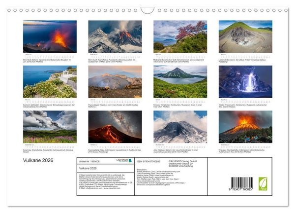 Produktbild: Vulkane 2026 (Wandkalender 2026 DIN A3 quer), CALVENDO Monatskalender