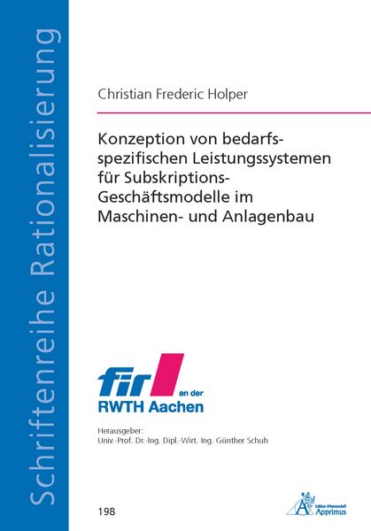 Produktbild: Konzeption von bedarfsspezifischen Leistungssystemen f&uuml;r Subskriptions-Gesch&auml;ftsmodelle im Maschinen- und Anlagenbau