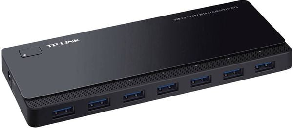 Produktbild: TP-LINK UH720 USB-Hub 7+2 Port USB-A USB 3.0 5 GBit/s mit Schnellladeport Schwarz UH720
