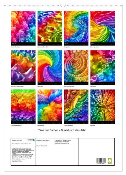 Produktbild: Tanz der Farben - Bunt durch das Jahr (Wandkalender 2026 DIN A2 hoch), CALVENDO Monatskalender