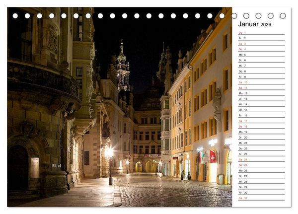 Produktbild: Eine Nacht in Dresden (Tischkalender 2026 DIN A5 quer), CALVENDO Monatskalender