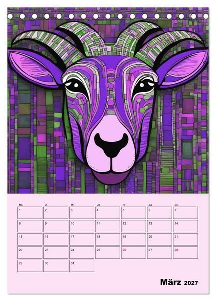 Produktbild: Farbenfrohe Tiermalerei (Tischkalender 2027 DIN A5 hoch), CALVENDO Monatskalender