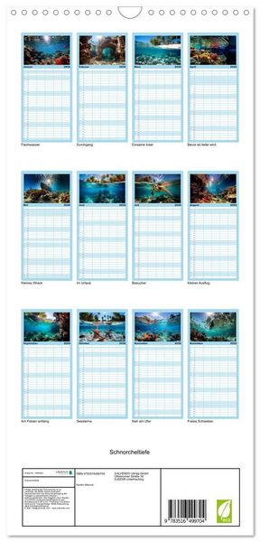Produktbild: Familienplaner 2026 - Schnorcheltiefe mit 5 Spalten (Wandkalender, 21 x 45 cm) CALVENDO