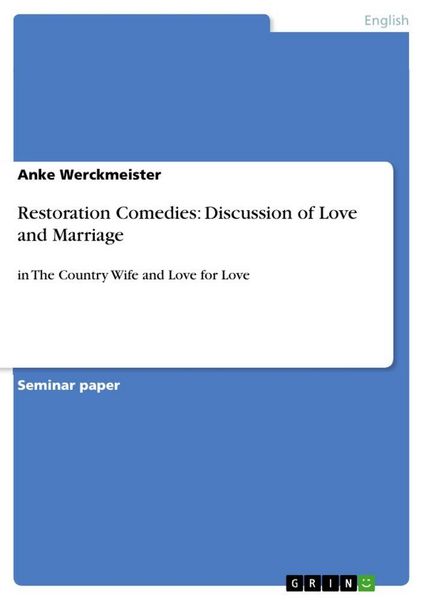 Produktbild: Restoration Comedies: Discussion of Love and Marriage