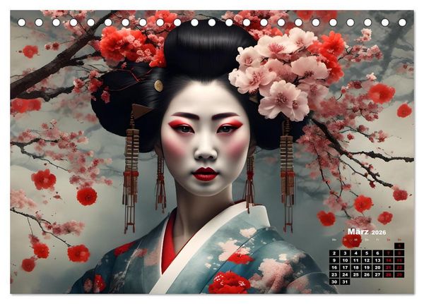 Produktbild: Geishas Portraits von japanischen Gastgeberinnen inspiriert (Tischkalender 2026 DIN A5 quer), CALVENDO Monatskalender