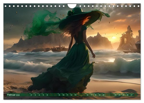 Produktbild: Strandzauber- Frauen in eleganten Kleidern (Wandkalender 2026 DIN A4 quer), CALVENDO Monatskalender