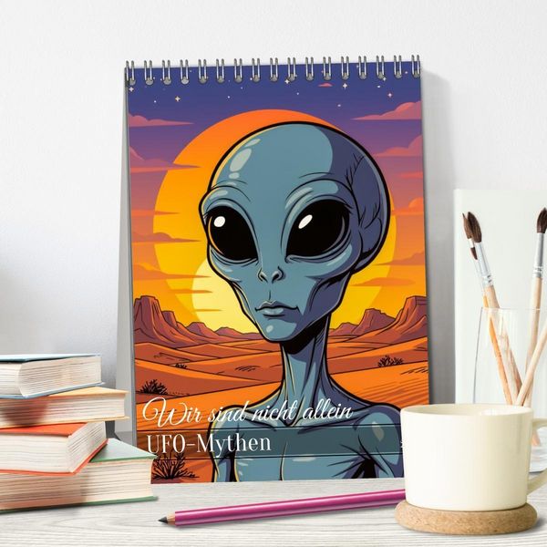 Produktbild: Wir sind nicht allein - UFO-Mythen (Tischkalender 2026 DIN A5 hoch), CALVENDO Monatskalender