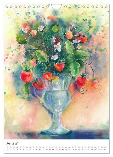 Produktbild: Bl&uuml;tenaquarelle (Wandkalender 2026 DIN A4 hoch), CALVENDO Monatskalender
