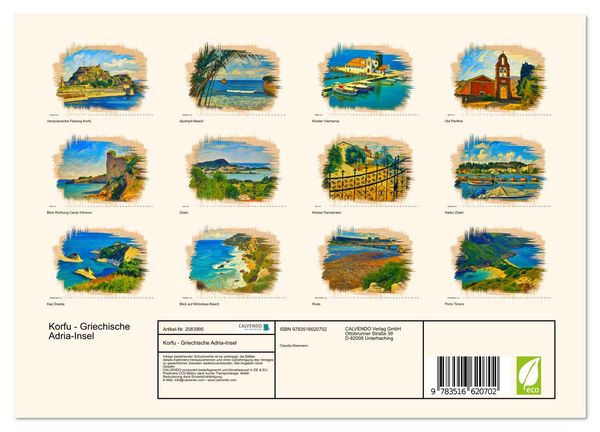 Produktbild: Korfu - Griechische Adria-Insel (Wandkalender 2026 DIN A4 quer), CALVENDO Monatskalender