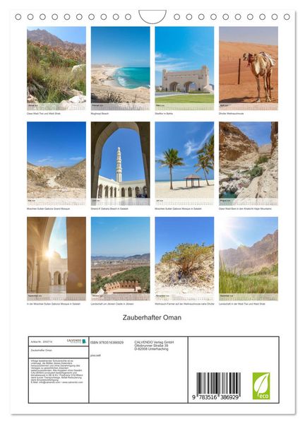 Produktbild: Zauberhafter Oman (Wandkalender 2026 DIN A4 hoch), CALVENDO Monatskalender