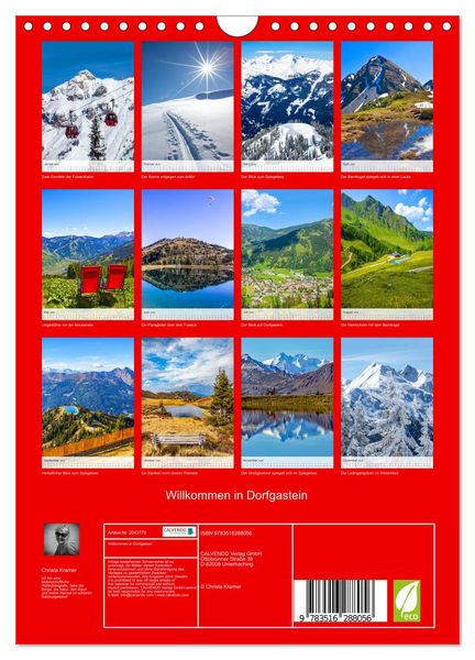 Produktbild: Willkommen in Dorfgastein (Wandkalender 2026 DIN A4 hoch), CALVENDO Monatskalender