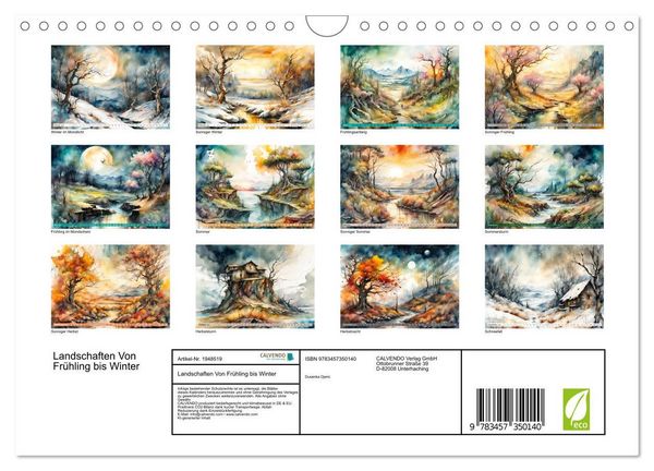 Produktbild: Landschaften Von Fr&uuml;hling bis Winter (Wandkalender 2026 DIN A4 quer), CALVENDO Monatskalender