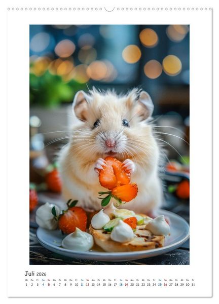 Produktbild: Lustige kleine Hamster (Wandkalender 2026 DIN A2 hoch), CALVENDO Monatskalender