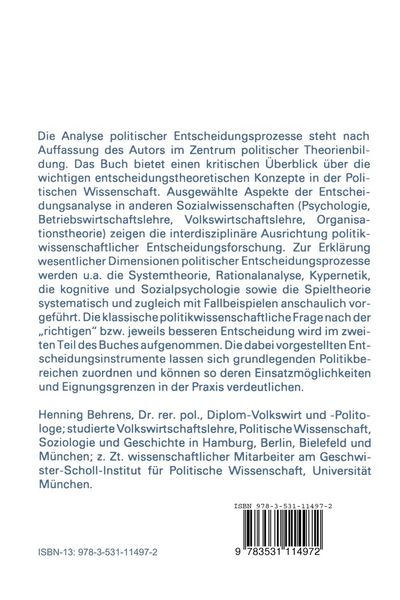 Produktbild: Politische Entscheidungsprozesse