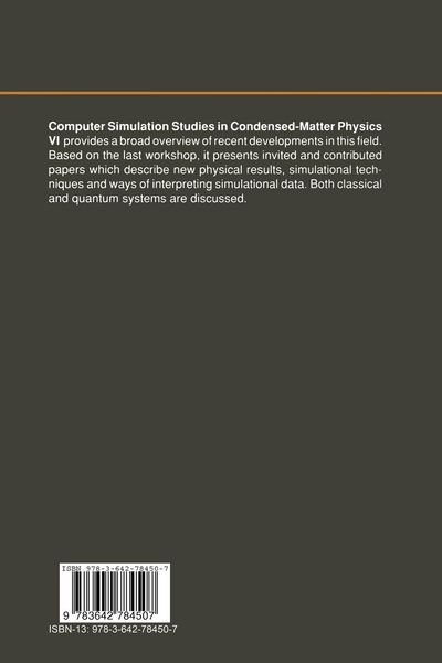 Produktbild: Computer Simulation Studies in Condensed-Matter Physics VI