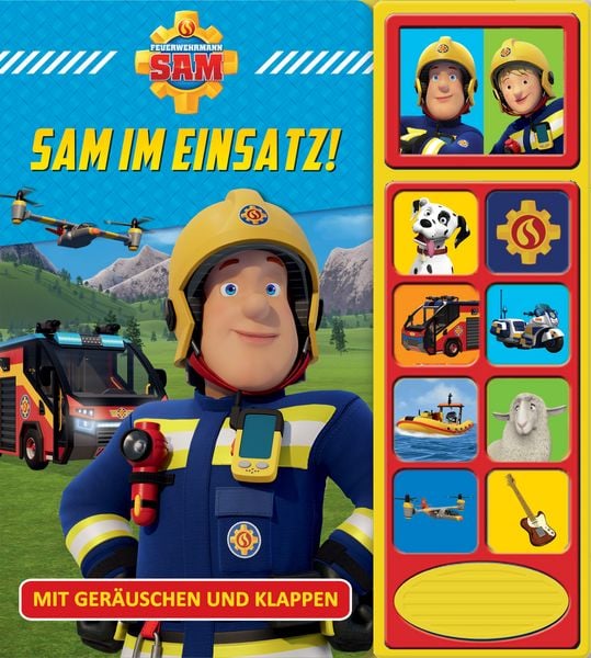 Feuerwehrmann Sam - Sam im Einsatz! - Klappen-Geräusche-Buch mit 10 Sounds - Pappbilderbuch, Gebundene Ausgabe von , Phoenix International
