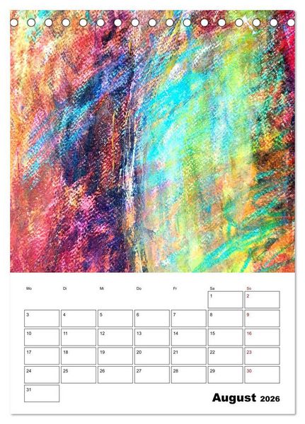 Produktbild: Ungeb&auml;ndigt frei - Abstrakte Malerei - dynamische Linien in leuchtenden Farbr&auml;umen (Tischkalender 2026 DIN A5 hoch), CALVENDO Monatskalender