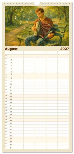 Produktbild: Familienplaner 2027 - Im Zauber der Musik - Romantische Kunstwerke zwischen Klang und Farbe mit 5 Spalten (Wandkalender, 21 x 45 cm) CALVENDO