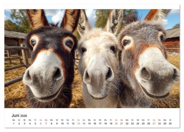 Produktbild: Esel - sanfte Seelen, gro&szlig;e Ohren (Tischkalender 2026 DIN A5 quer), CALVENDO Monatskalender
