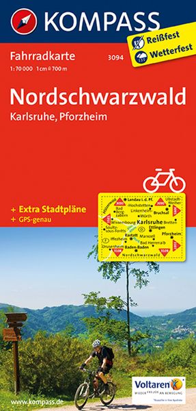 Produktbild: KOMPASS Fahrradkarte 3094 Nordschwarzwald - Karlsruhe - Pforzheim 1:70.000