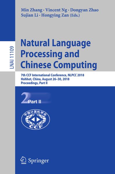 Produktbild: Natural Language Processing and Chinese Computing