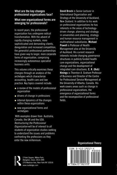 Produktbild: Restructuring the Professional Organization