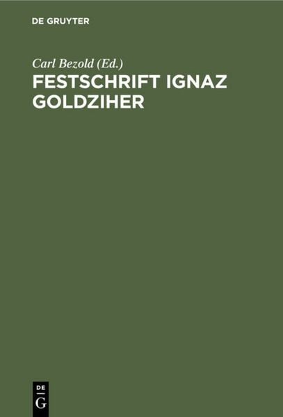 Produktbild: Festschrift Ignaz Goldziher