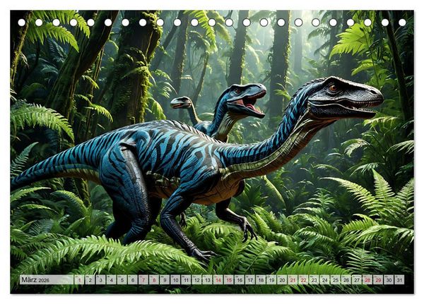Produktbild: Dinosaurier - die Welt der Urzeitgiganten (Tischkalender 2026 DIN A5 quer), CALVENDO Monatskalender