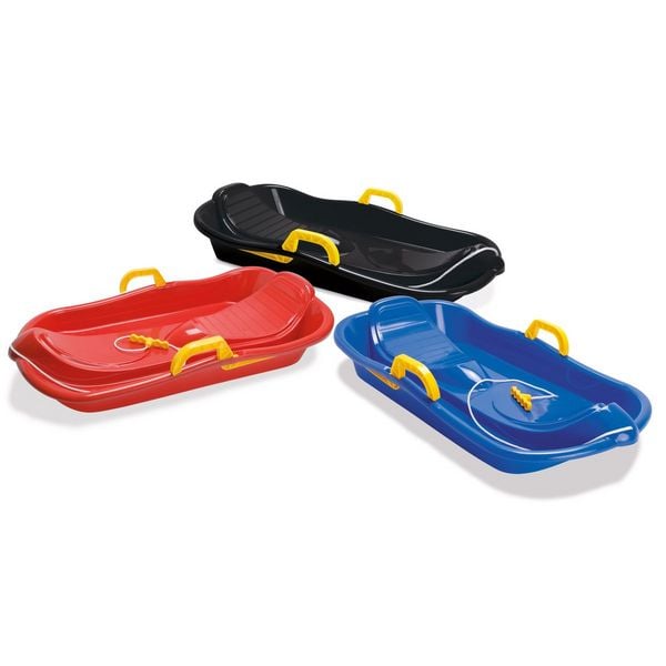 Schlitten Bobschlitten mit Bremsen und Zugseil ca. 50kg belastbar schwarz rot blau 79cm