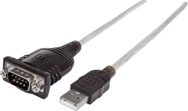 Manhattan USB 1.1, Seriell Anschlusskabel [1x USB 1.1 Stecker A - 1x D-SUB-Stecker 9pol.] 0.45 m Silber-Schwarz