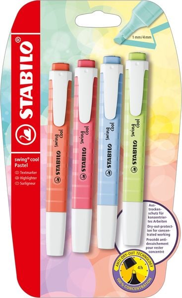 STABILO Textmarker swing® cool Pastel 4er Set