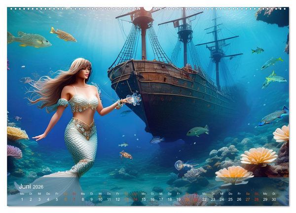 Produktbild: Meerjungfrauen in mystischen Unterwasserwelten (Wandkalender 2026 DIN A2 quer), CALVENDO Monatskalender