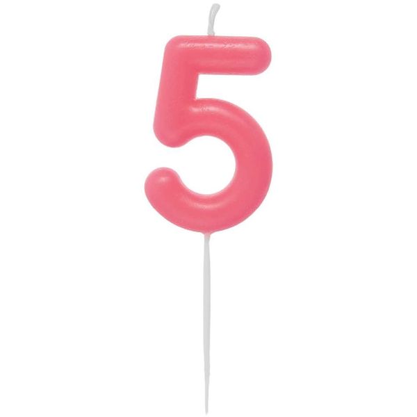 Produktbild: Zahlenkerze 5, Neon Pink