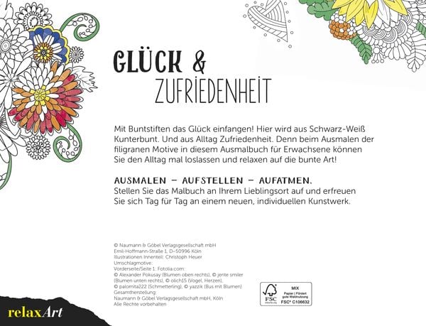 Produktbild: Gl&uuml;ck & Zufriedenheit. Ausmalen - Aufstellen - Entspannen