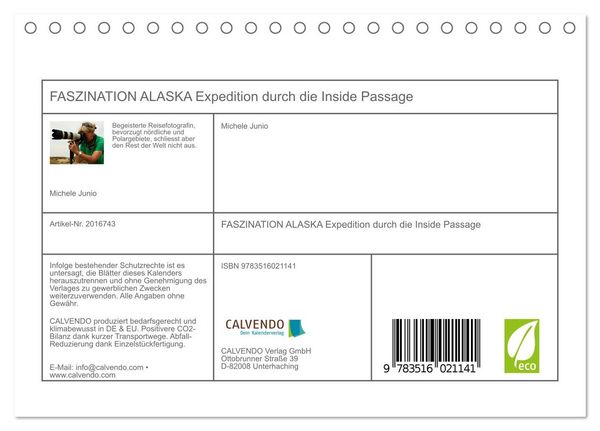 Produktbild: FASZINATION ALASKA Expedition durch die Inside Passage (Tischkalender 2026 DIN A5 quer), CALVENDO Monatskalender